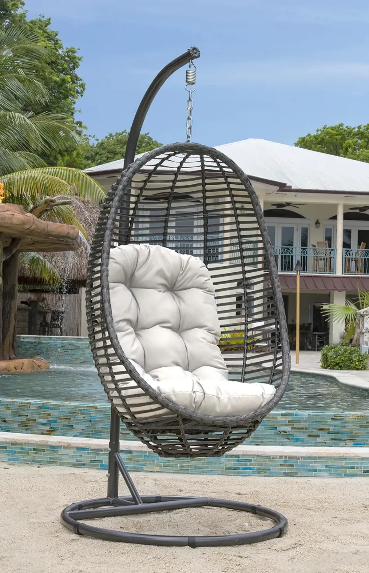 Panama Jack Graphite 2-Piece Hanging Chair with Cushion