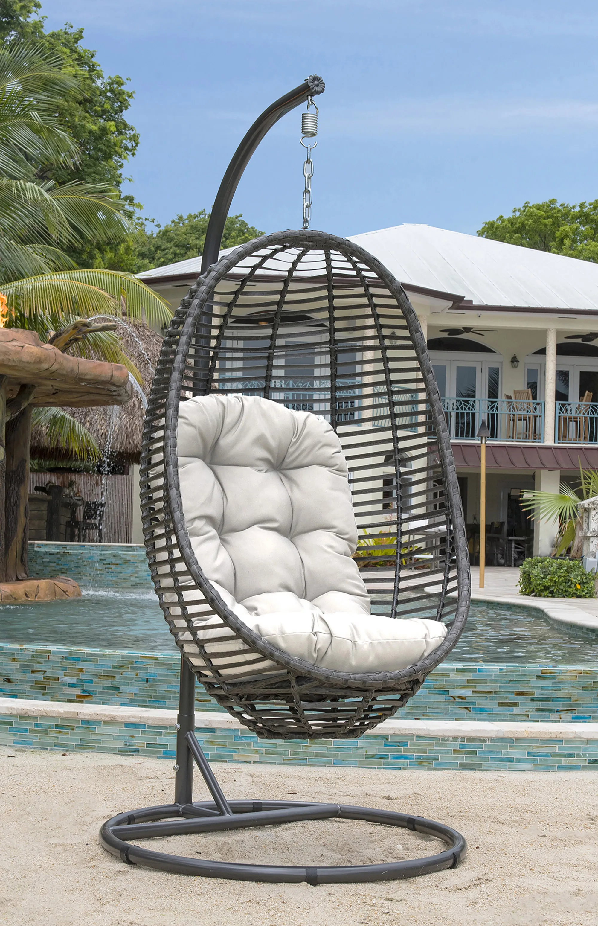 Panama Jack Graphite 2-Piece Hanging Chair with Cushion