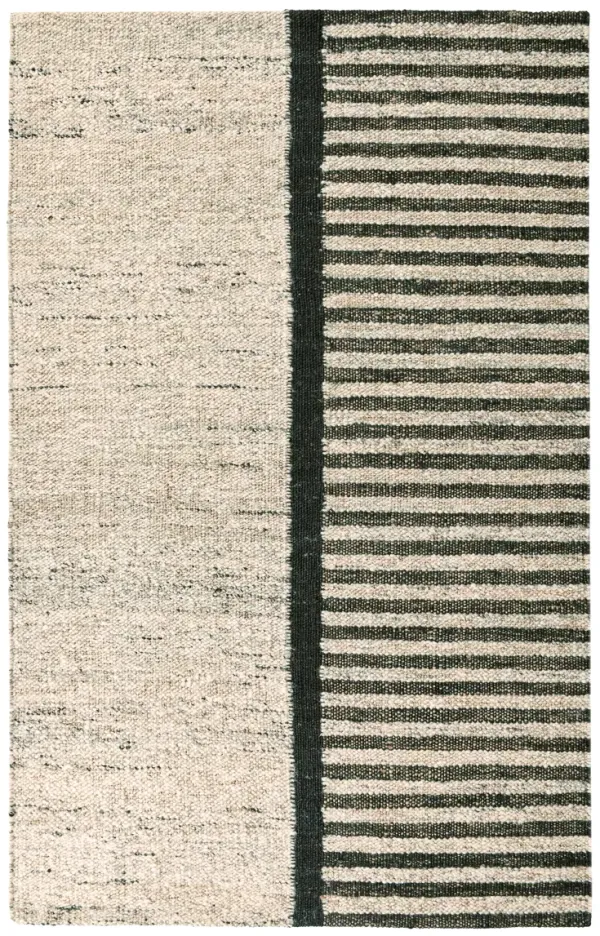 Kofu 2.6'x8' Indoor Sustainable Handwoven Striped Black Accent Rug