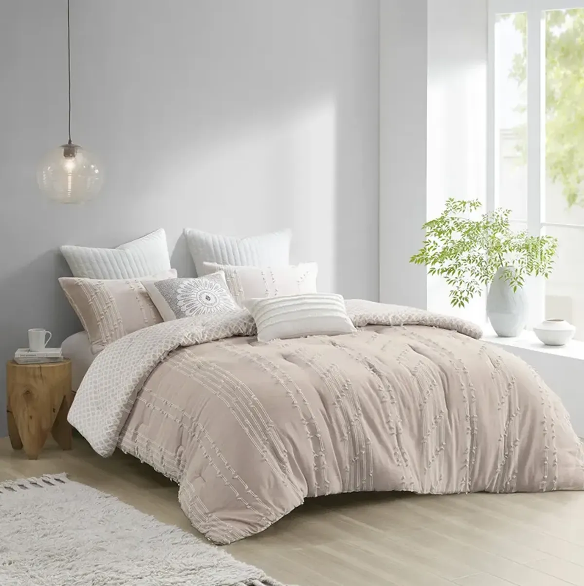 INK+IVY Kara Blush 3 Piece Cotton Jacquard Comforter Set