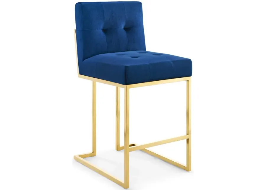 Privy Gold Stainless Steel Performance Velvet Counter Stool