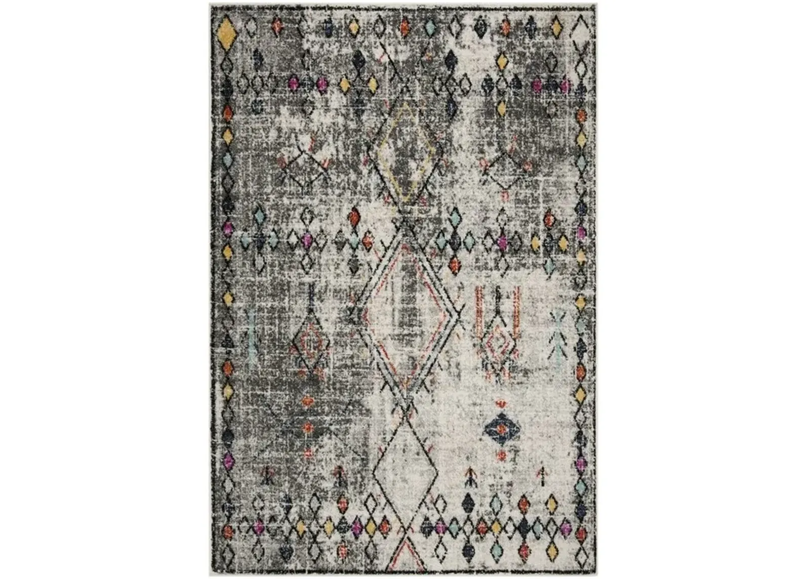 ADIRONDACK Contemporary Light Grey / Fuchsia 3' X 5' Powerloomed Rug