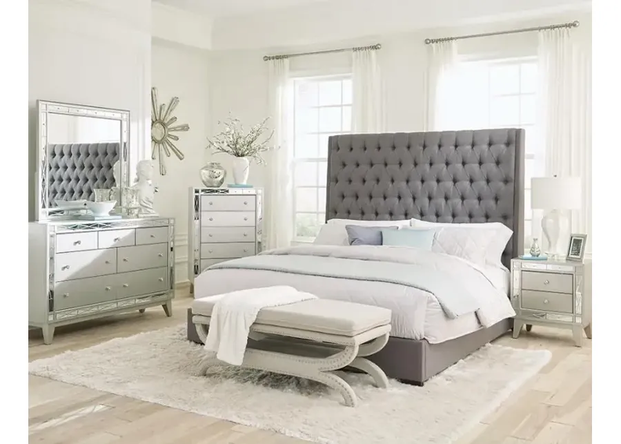 Camille 4-piece California King Bedroom Set Grey and Metallic Mercury