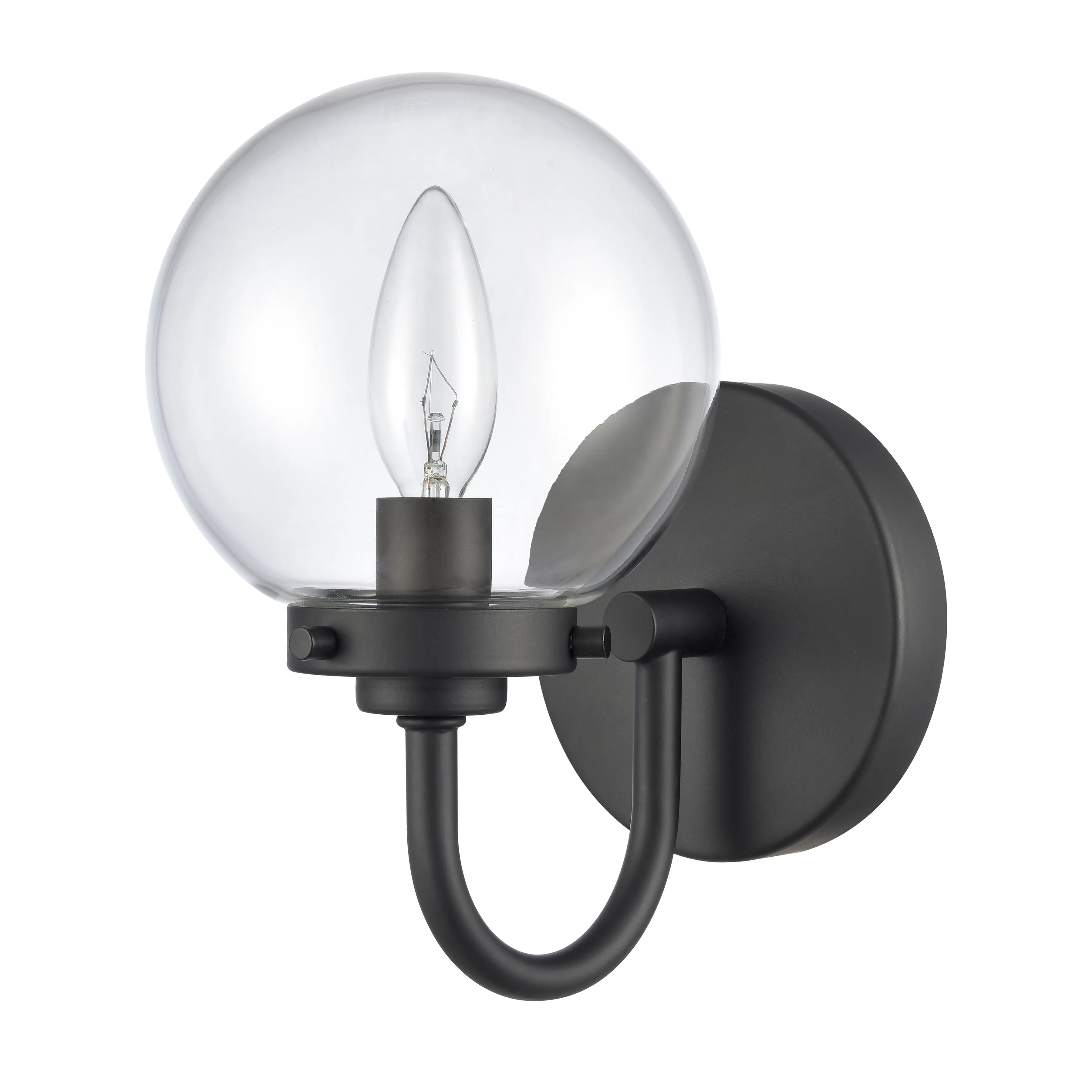 Fairbanks 8.5'' High 1-Light Sconce - Matte Black with Clear