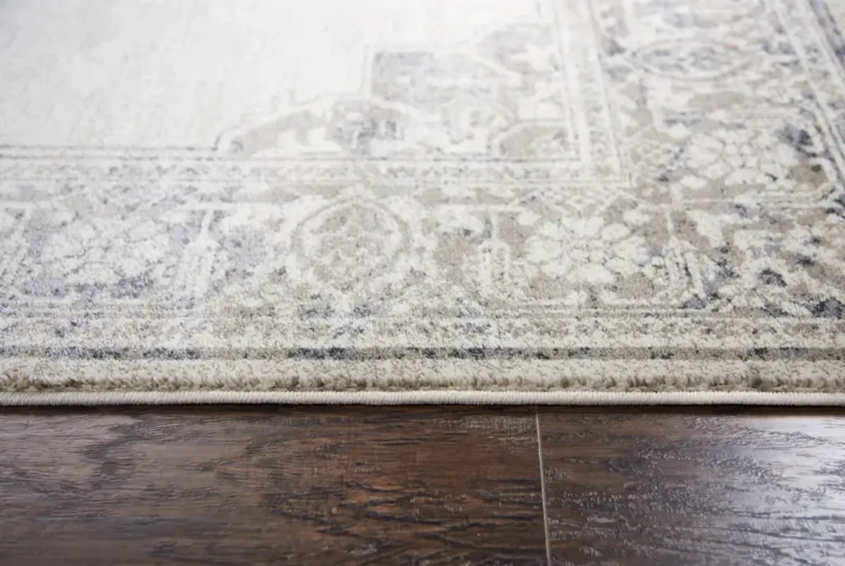 Panache Natural/Beige Central Medallion Motif Distress  Polypropylene 2'3" x 7'7" Runner Rug