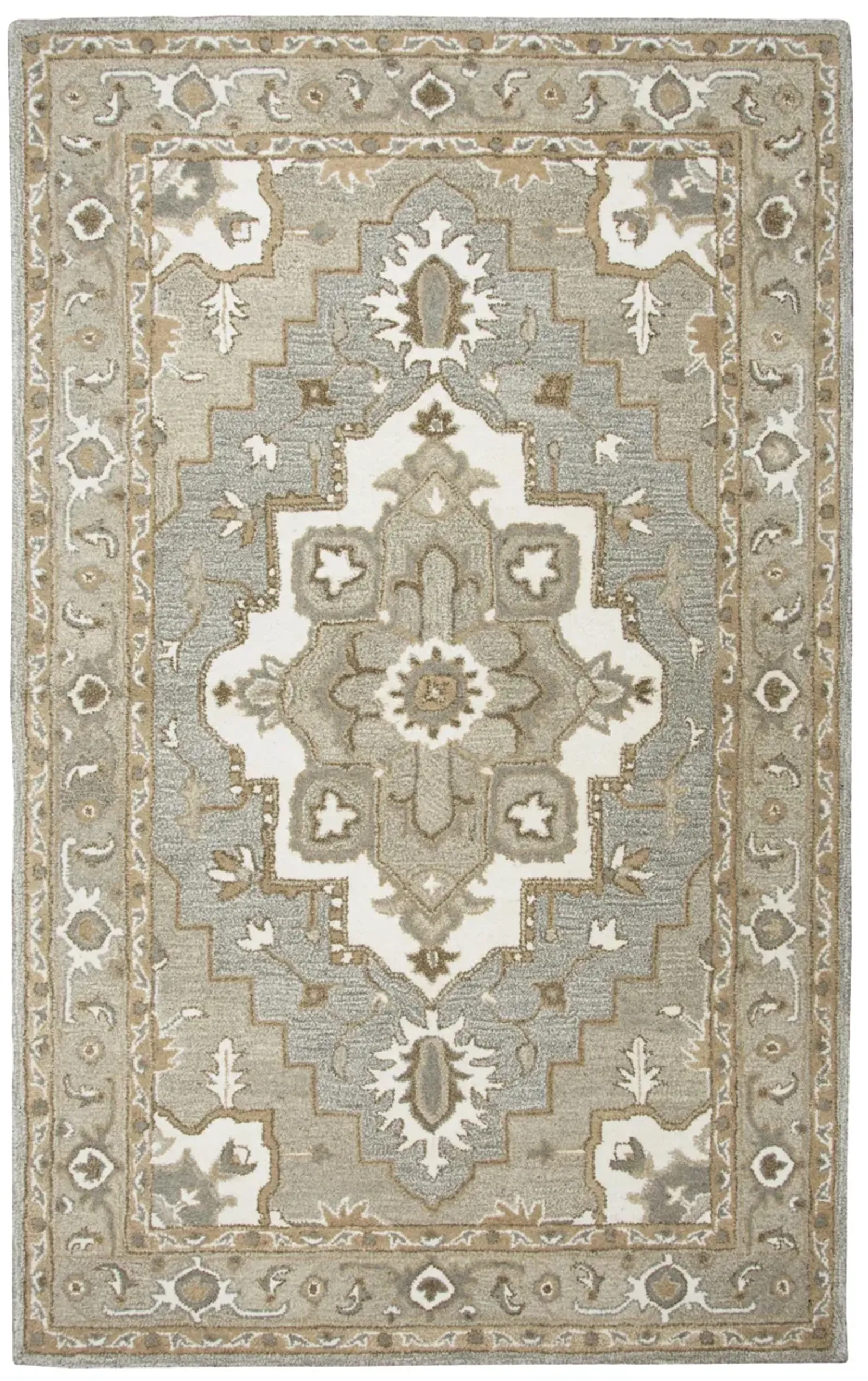 Suffolk Gray/Natural Oriental Medallion Wool 8' x 10' Rectangle Rug