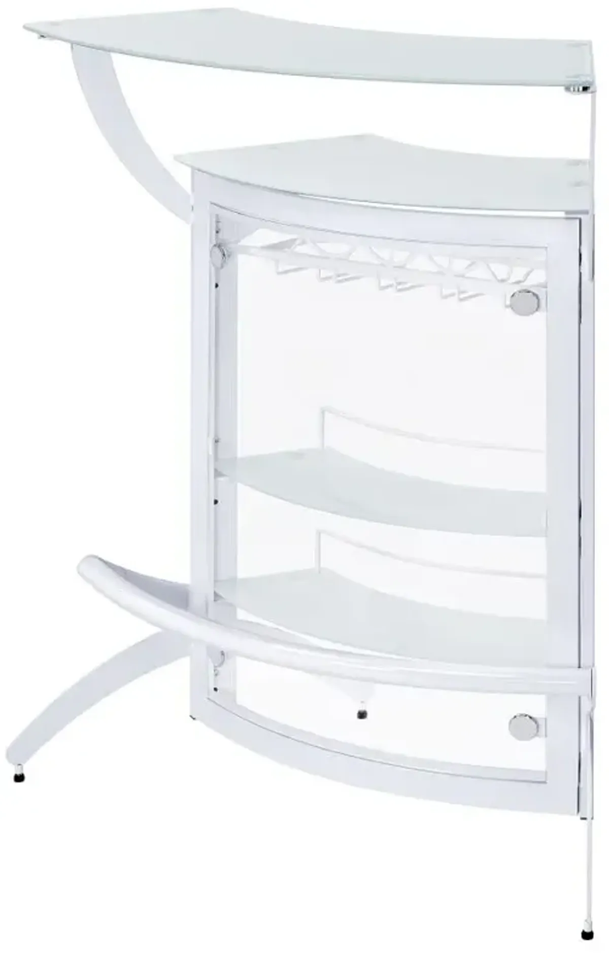 Dallas 2-shelf Home Bar White and Frosted Glass