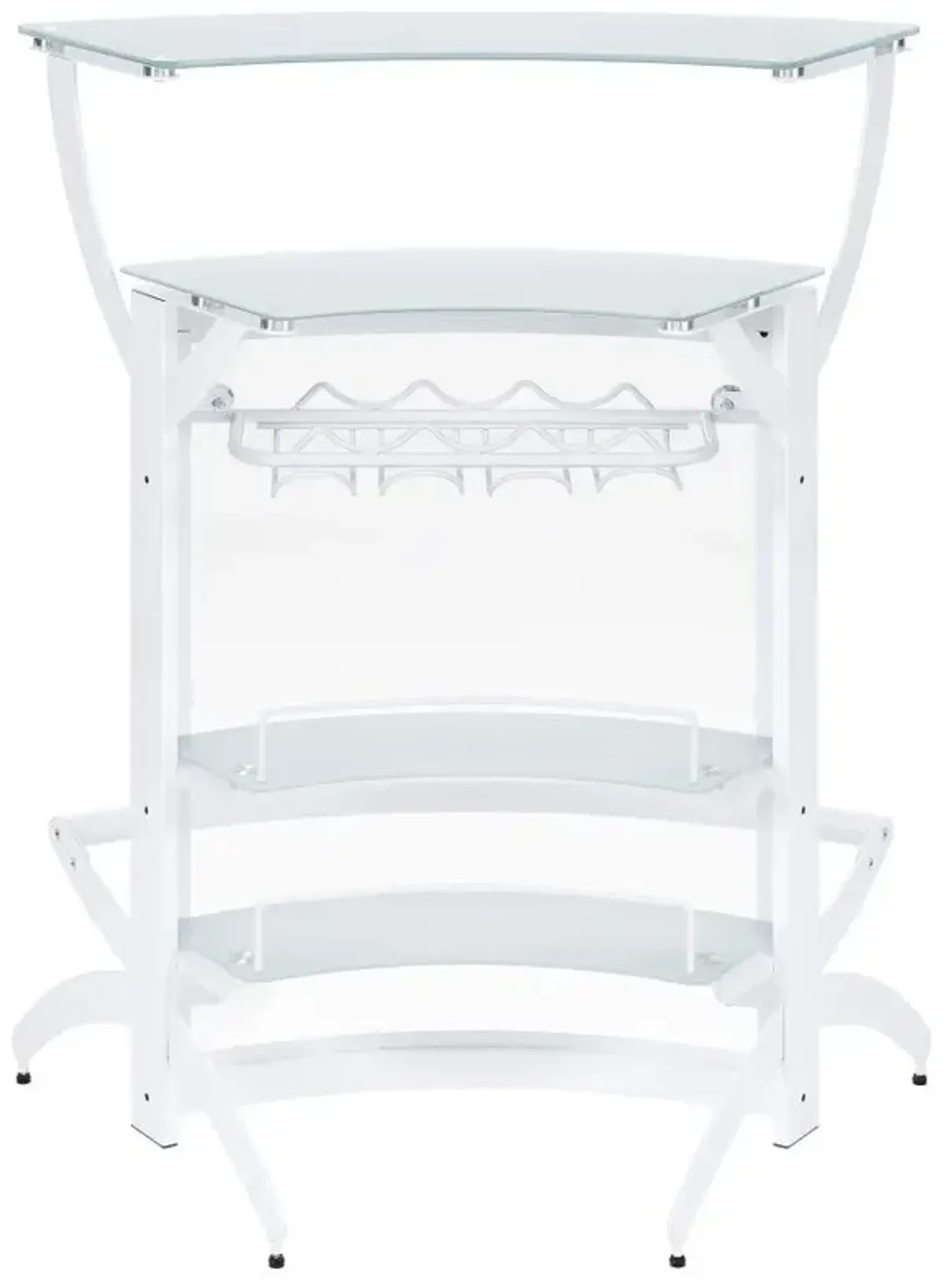 Dallas 2-shelf Home Bar White and Frosted Glass