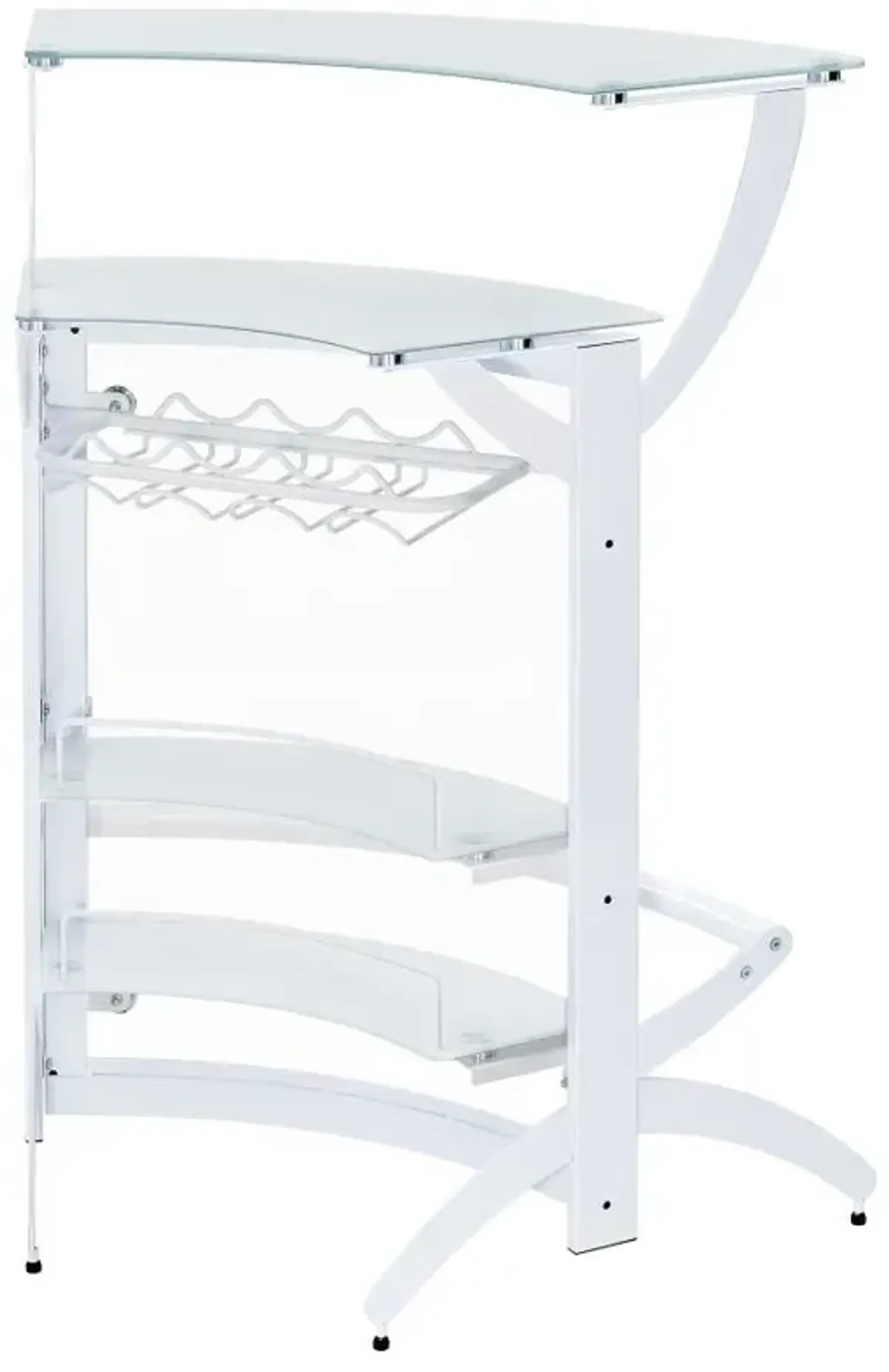 Dallas 2-shelf Home Bar White and Frosted Glass