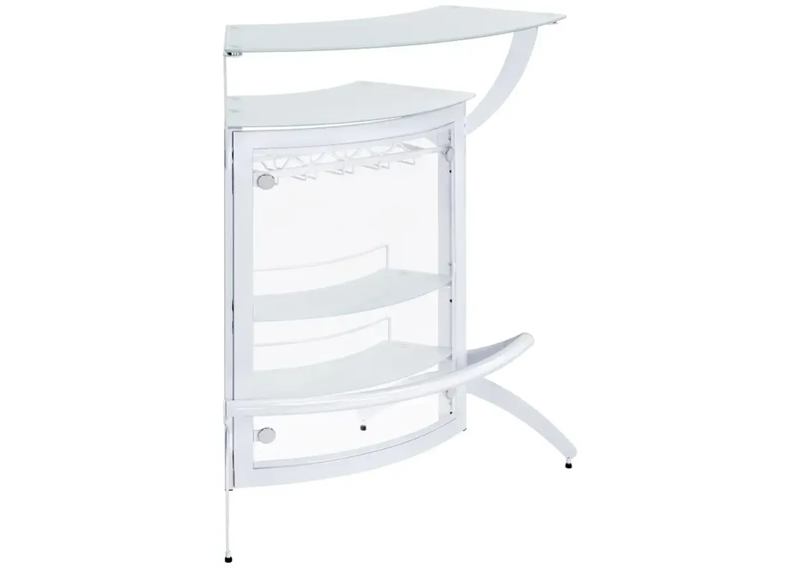 Dallas 2-shelf Home Bar White and Frosted Glass