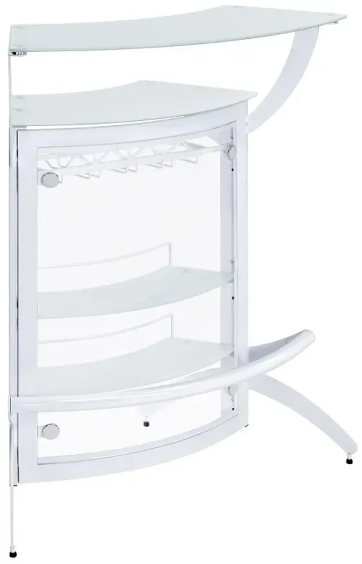 Dallas 2-shelf Home Bar White and Frosted Glass