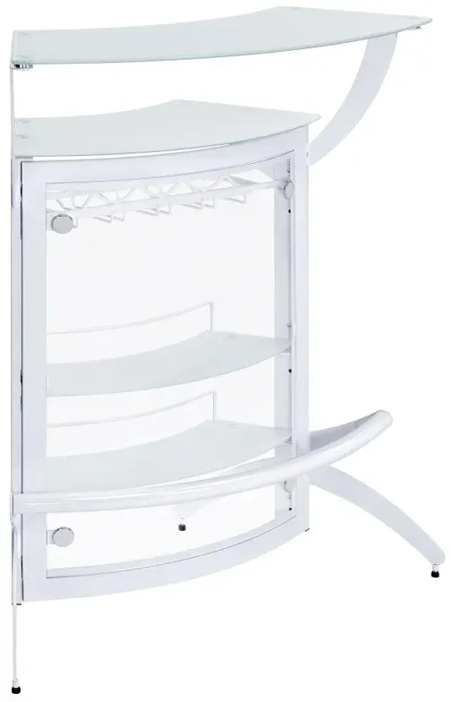 Dallas 2-shelf Home Bar White and Frosted Glass