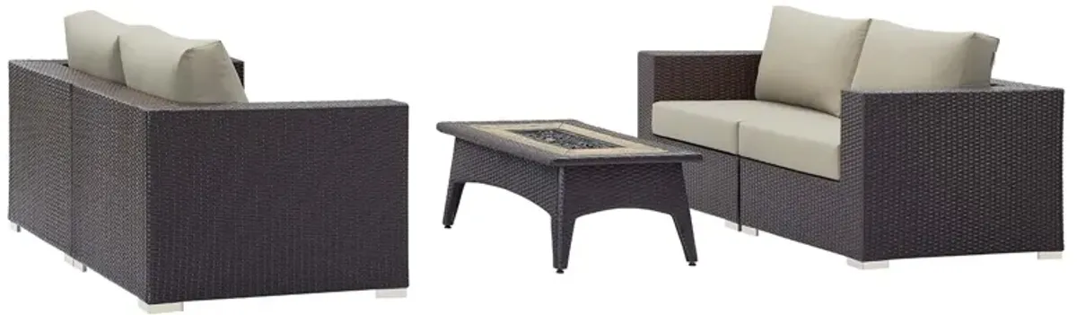 Convene 5 Piece Set Outdoor Patio with Fire Pit