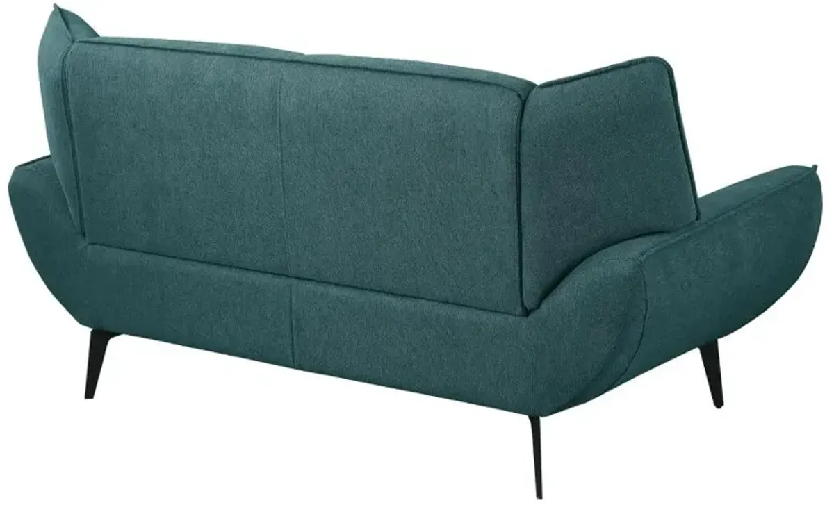 Acton Upholstered Flared Arm Loveseat Teal Blue