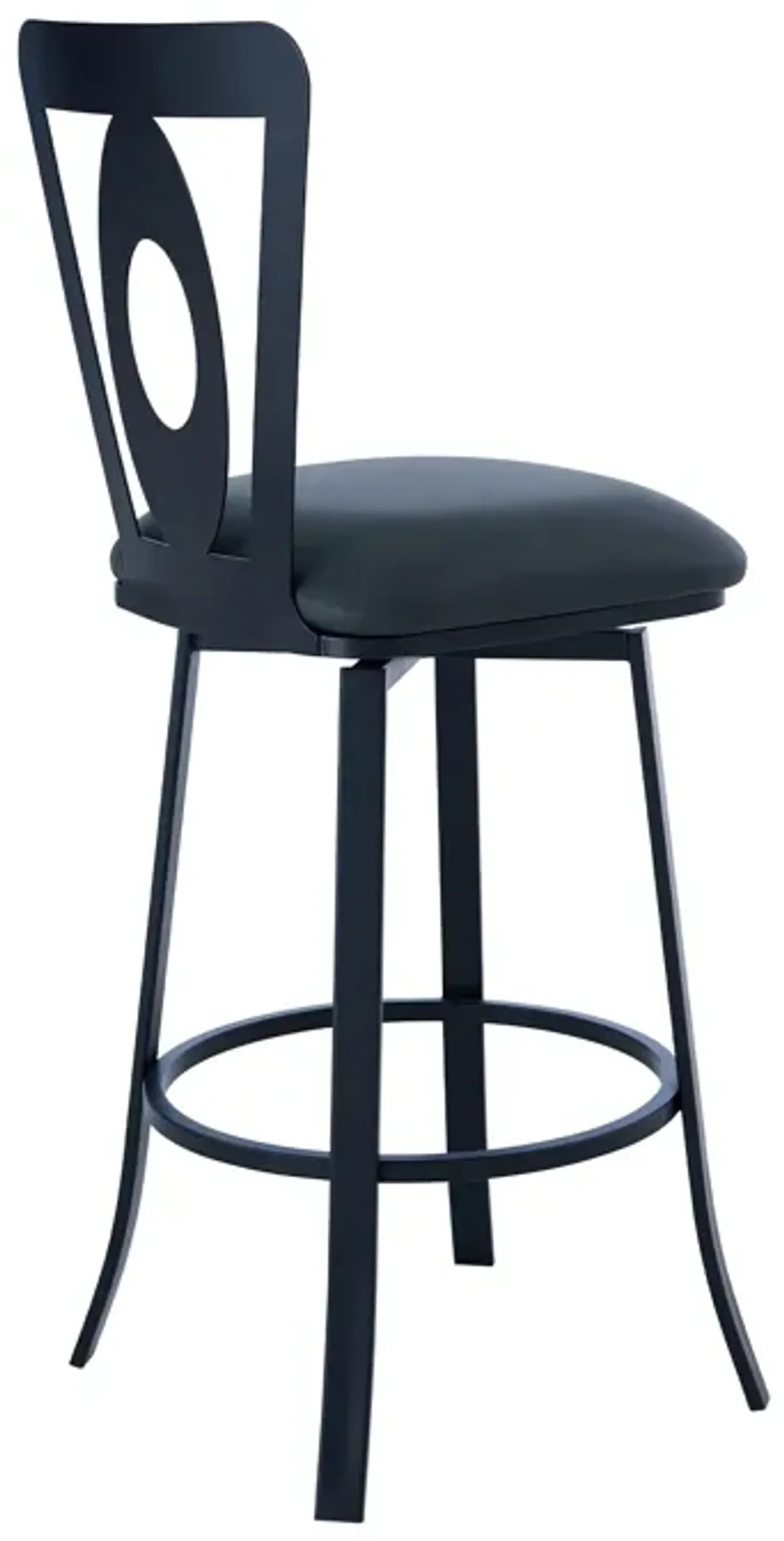 Lola Contemporary 26" Counter Height Barstool in Matte Black Finish and Gray Faux Leather