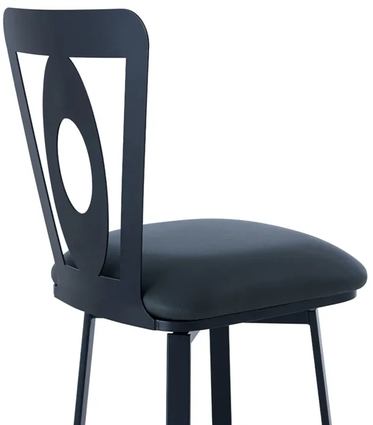 Lola Contemporary 26" Counter Height Barstool in Matte Black Finish and Gray Faux Leather