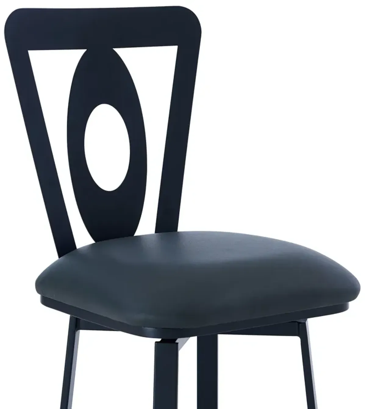 Lola Contemporary 26" Counter Height Barstool in Matte Black Finish and Gray Faux Leather