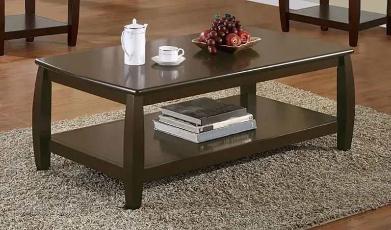 Dixon Rectangular Coffee Table with Lower Shelf Espresso