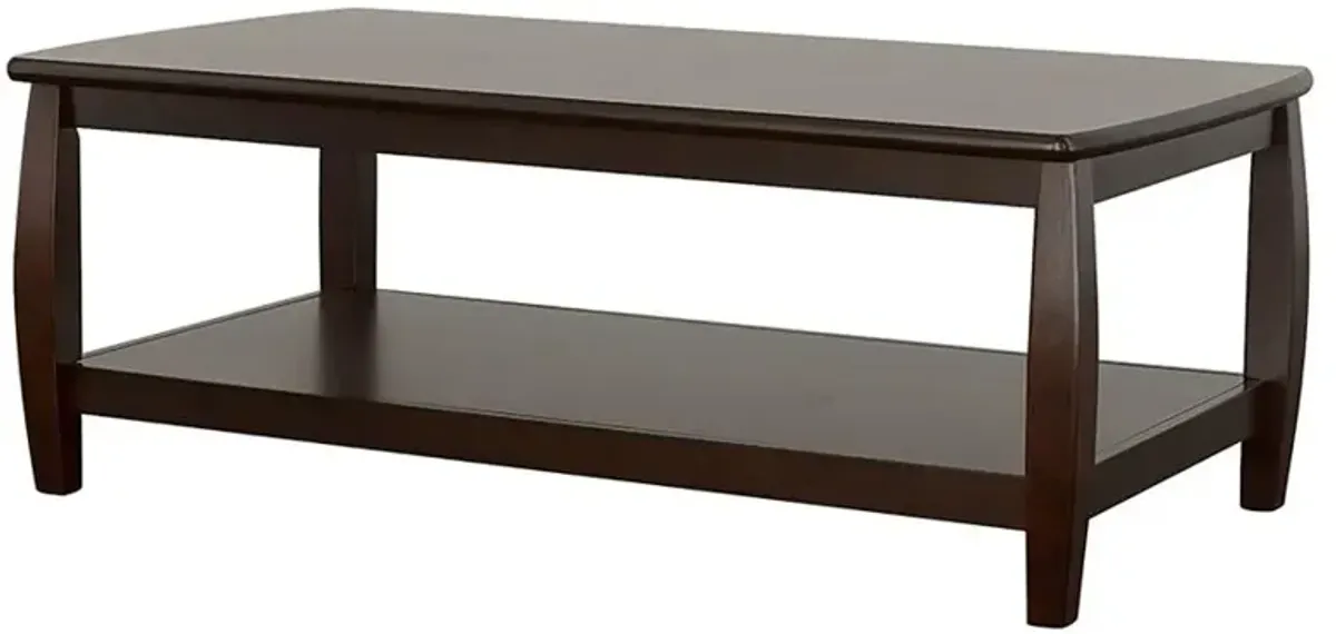 Dixon Rectangular Coffee Table with Lower Shelf Espresso