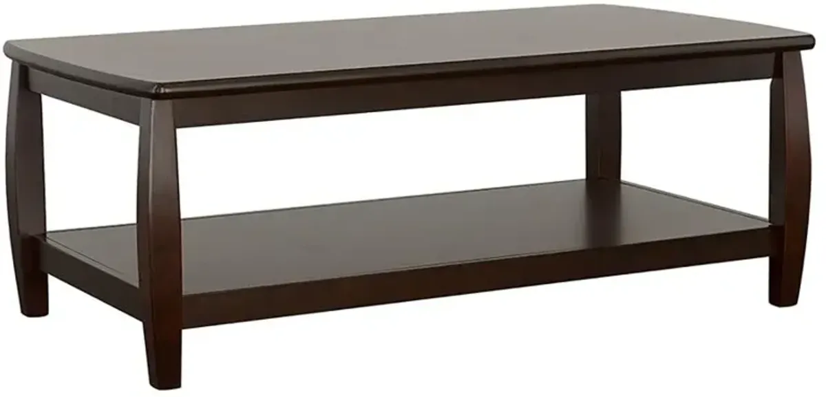 Dixon Rectangular Coffee Table with Lower Shelf Espresso