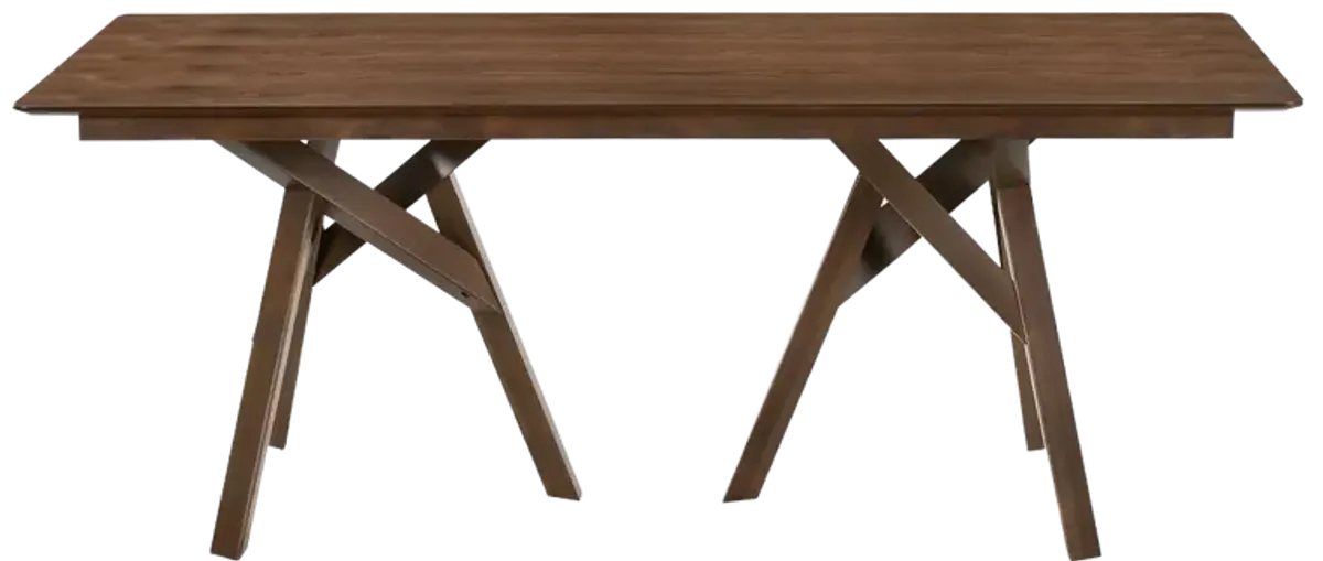 Cortina 79" Mid-Century Modern Walnut Wood Dining Table with Walnut Legs