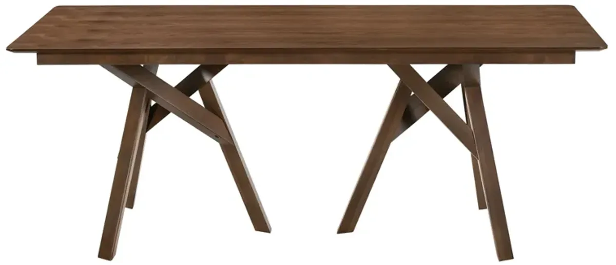 Cortina 79" Mid-Century Modern Walnut Wood Dining Table with Walnut Legs