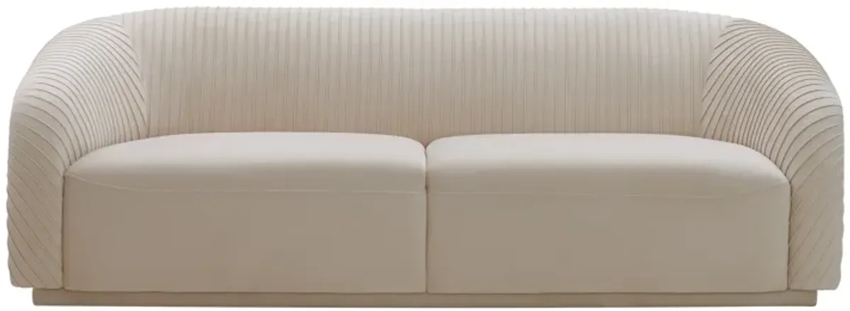 Yara Pleated Beige Velvet Sofa