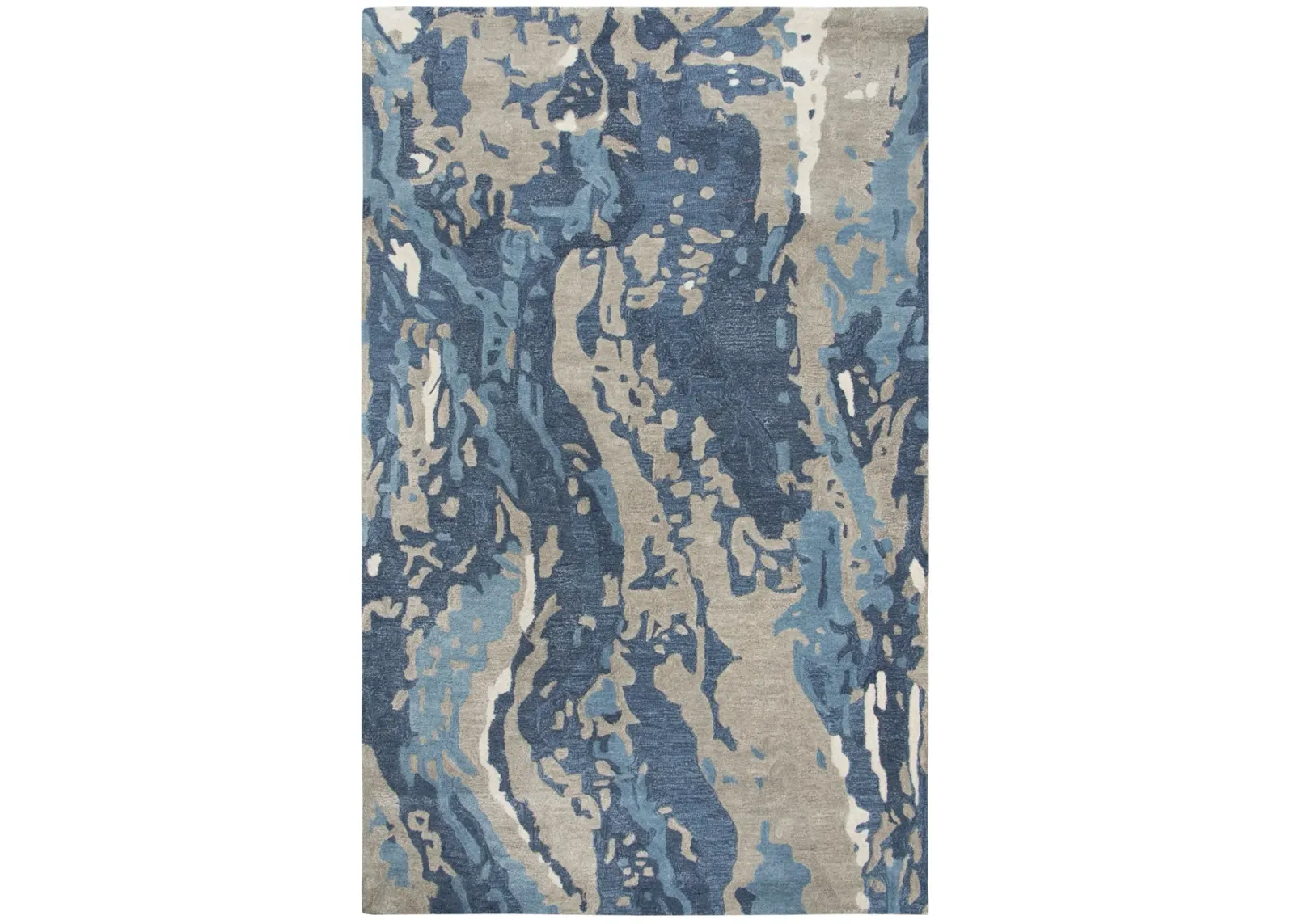 Mod Beige/Gray Abstract Wool/Tencel 10' x 13' Rectangle Rug