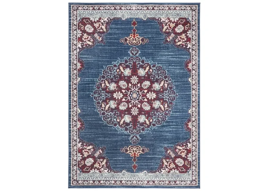 Brentwood 867 Navy / Burgundy 5'-3" X 7'-6" Medium Rectangle Powerloomed Rug