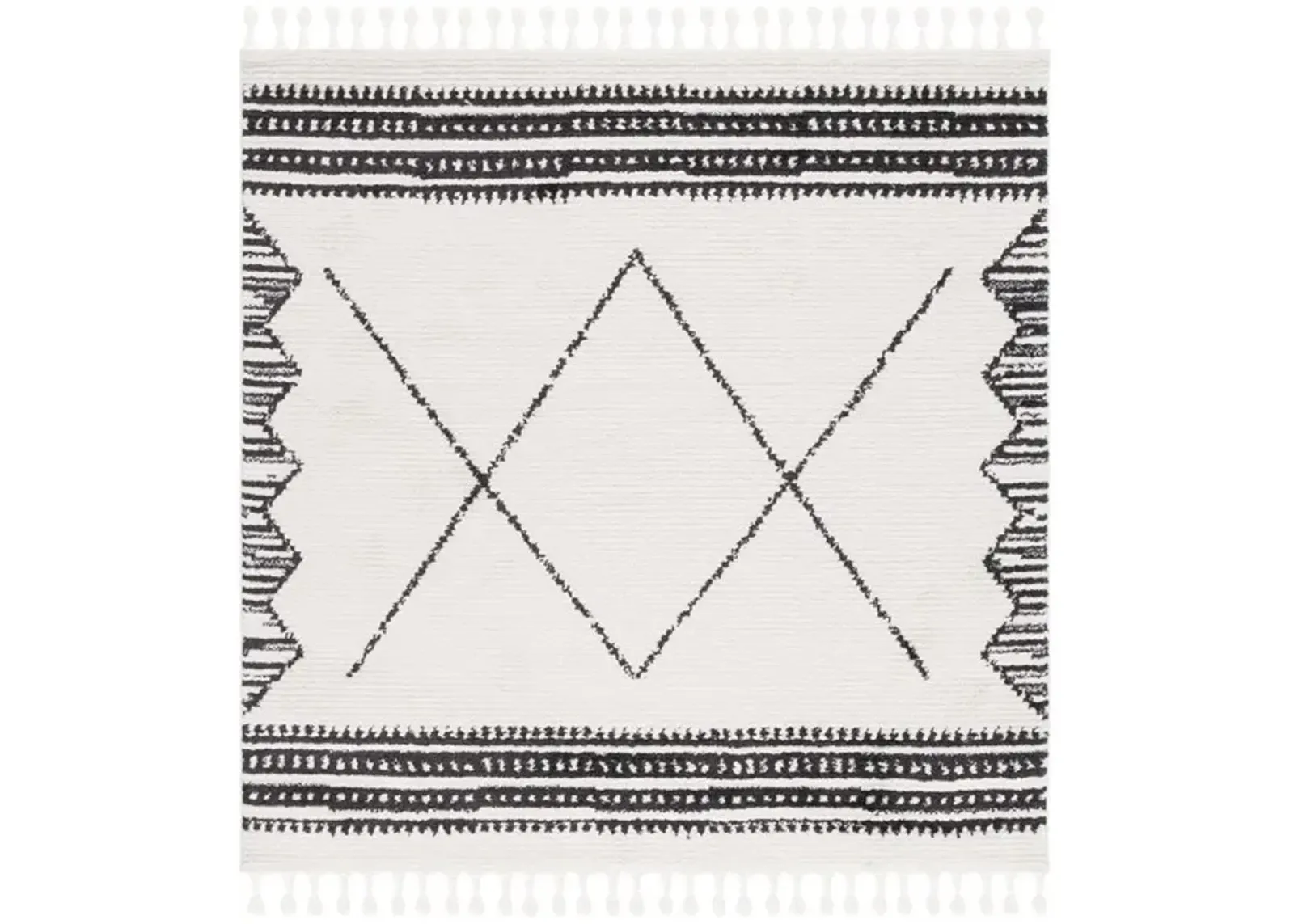 MOROCCAN TASSEL Square Power Loomed 6'-7" x 6'-7"Square Rug