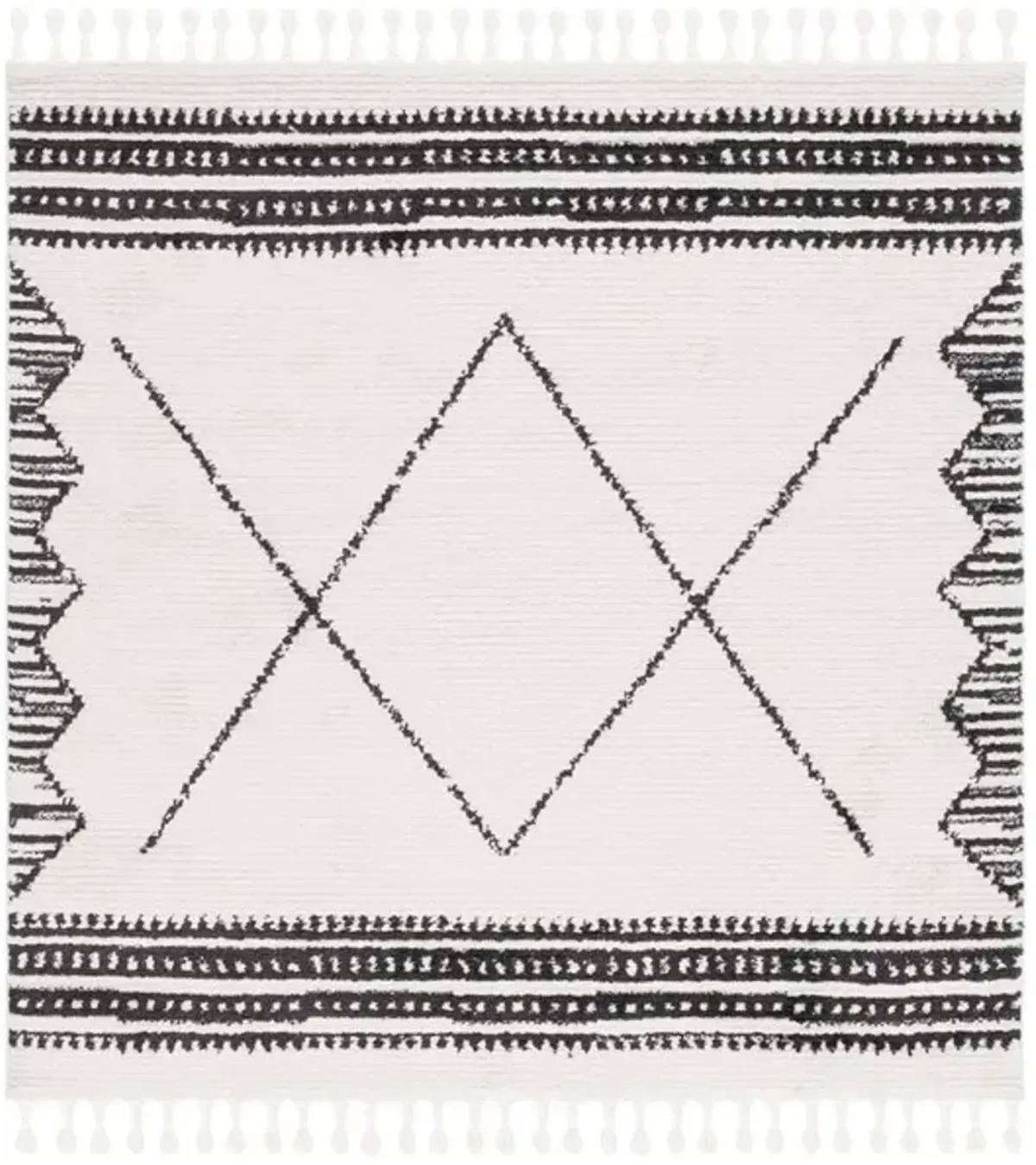 MOROCCAN TASSEL Square Power Loomed 6'-7" x 6'-7"Square Rug