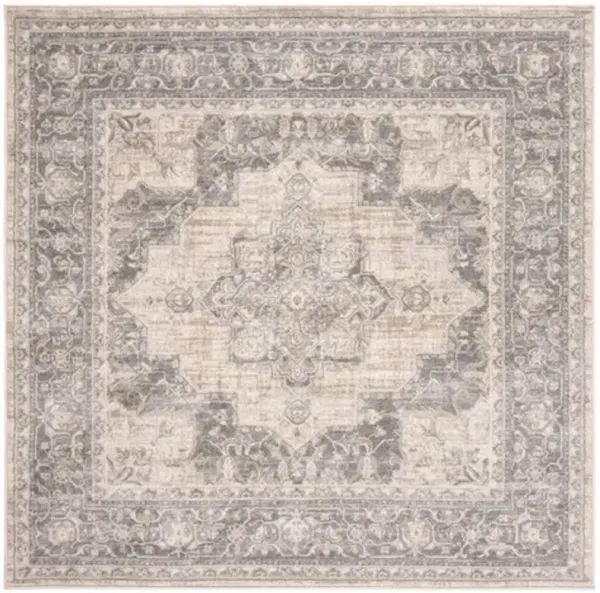 Brentwood 865 Cream / Grey 4' X 4' Square Square Powerloomed Rug