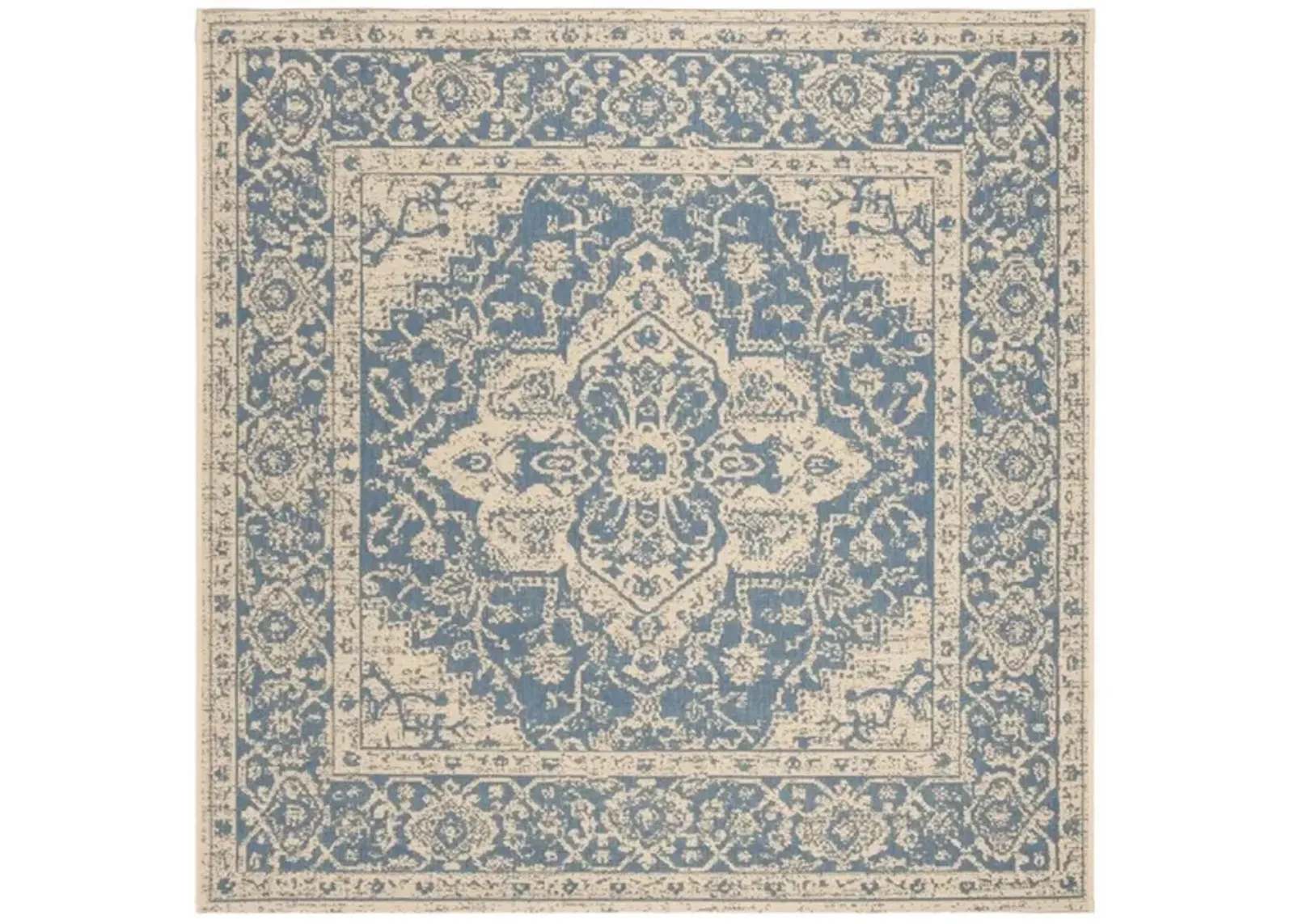 Safavieh BEACH HOUSE Collection BHS137M-6SQ Blue / Creme 6'-7" X 6'-7" Square