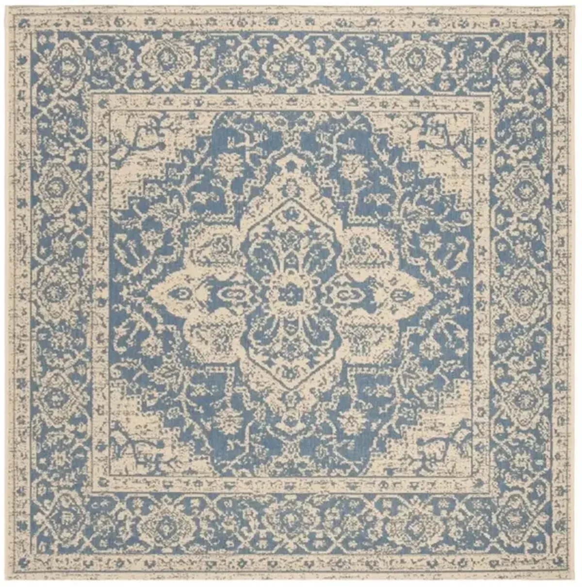 Safavieh BEACH HOUSE Collection BHS137M-6SQ Blue / Creme 6'-7" X 6'-7" Square