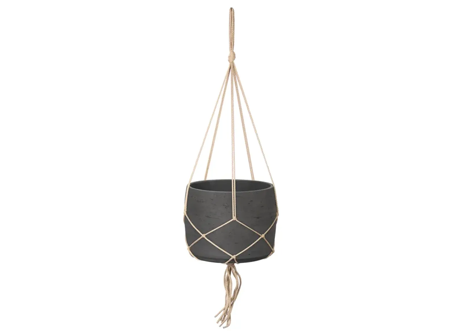 Craft  Hanging Pot With Netting - Black Wash