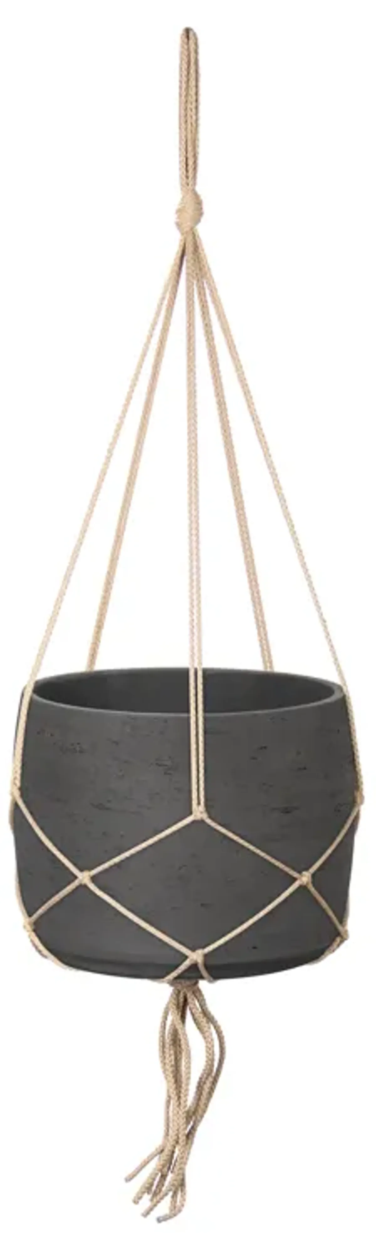 Craft  Hanging Pot With Netting - Black Wash