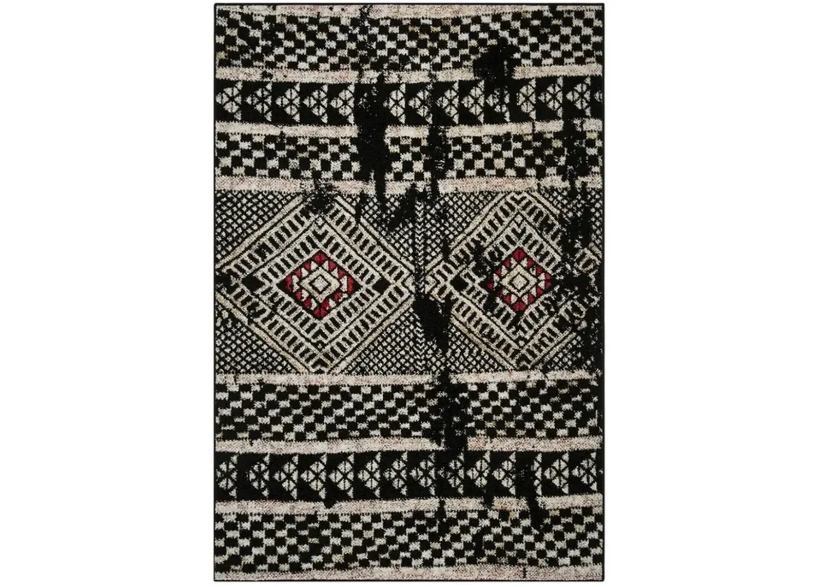 ADIRONDACK Contemporary Black / Light Grey 4' X 6' Powerloomed Rug