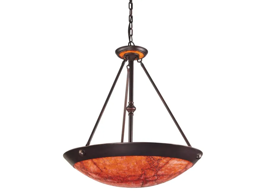 DIAMANTE COLLECTION 5-LIGHT PENDANT in A DARK RUST FINISH with AUTUMN SUNSET CRA