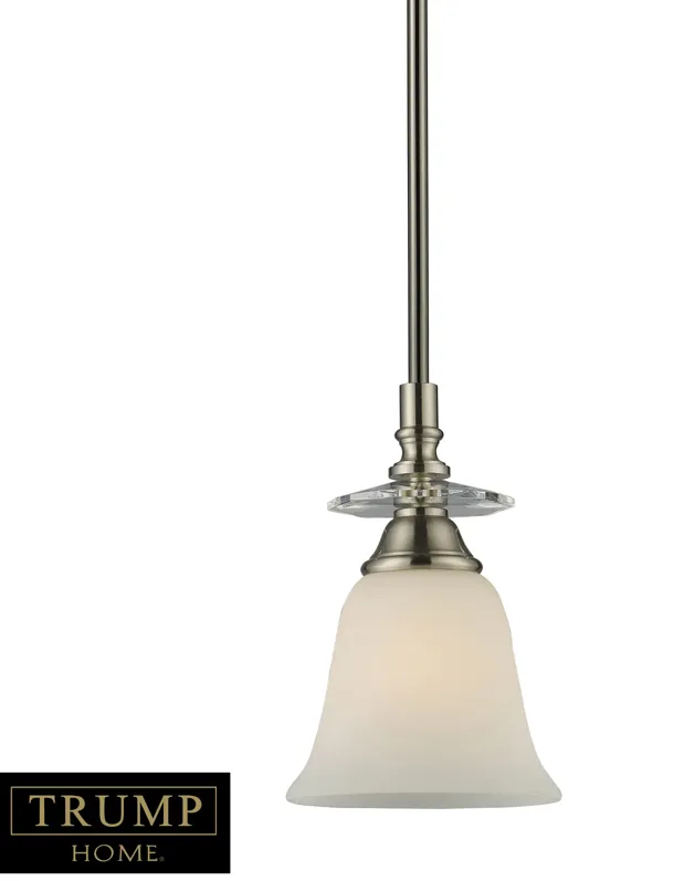 1-Light Pendant in Black Chrome with Polished Nickel Accents