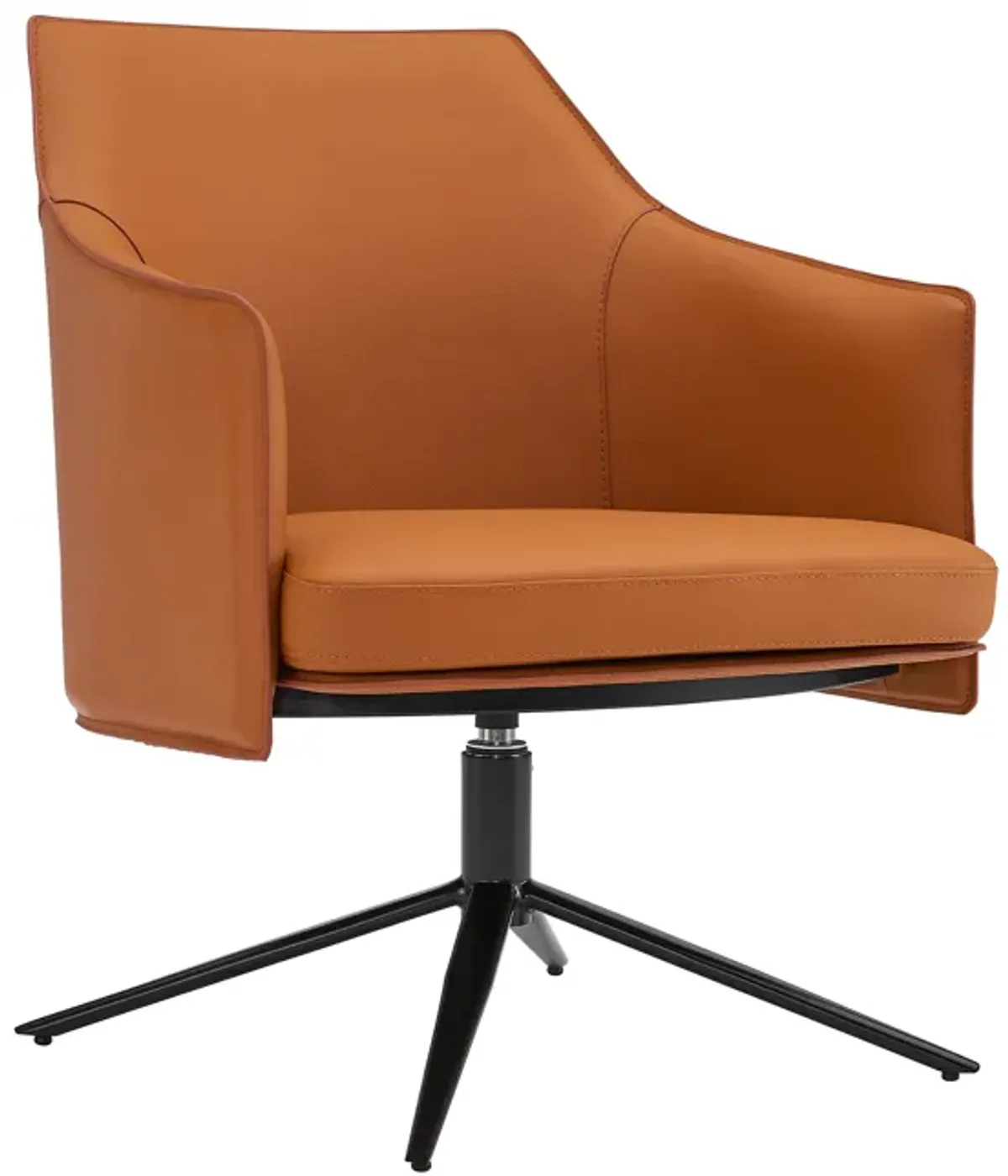 Signa Lounge Chair in Cognac Leatherette and Regenerated Leather with Black Steel Base