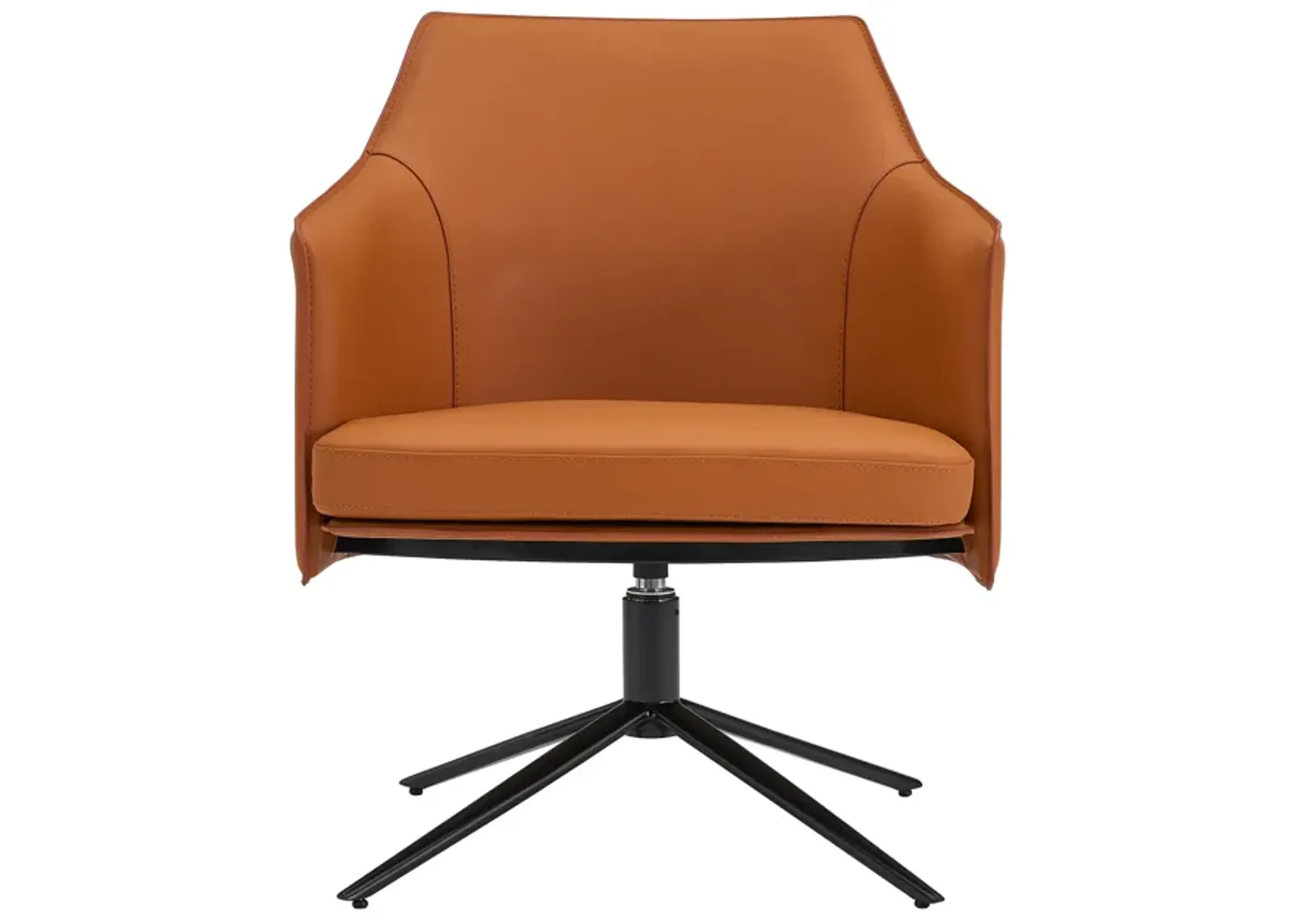 Signa Lounge Chair in Cognac Leatherette and Regenerated Leather with Black Steel Base