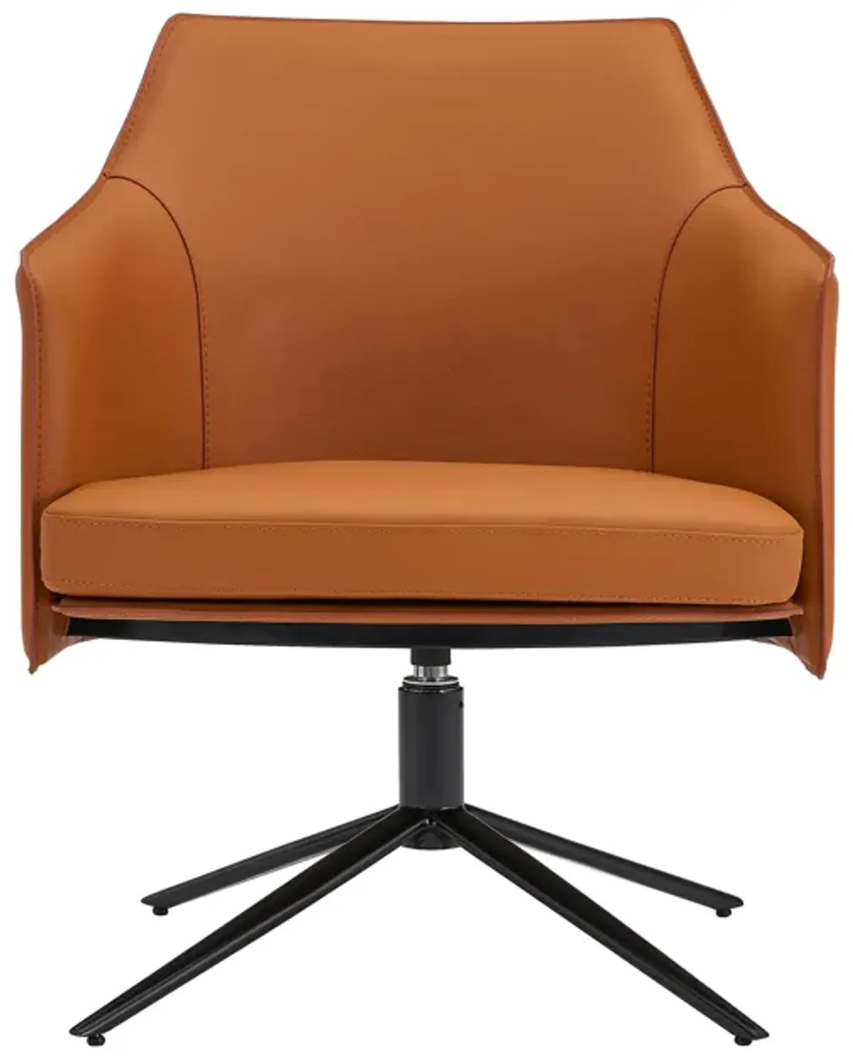 Signa Lounge Chair in Cognac Leatherette and Regenerated Leather with Black Steel Base