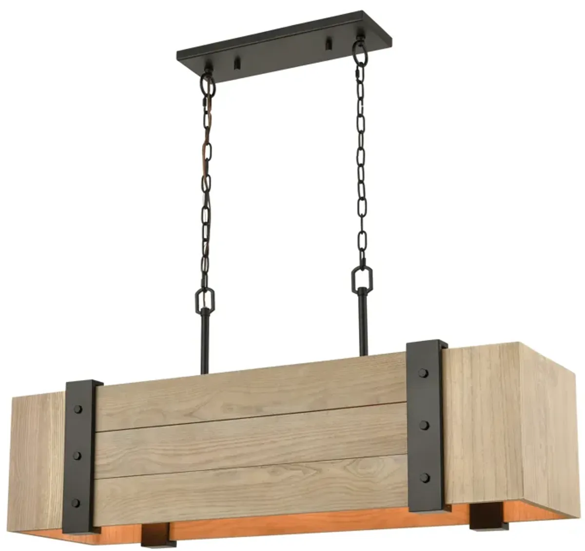 Wooden Crate 40" Wide 5-Light Linear Oil Rubbed Bronze Chandelier 