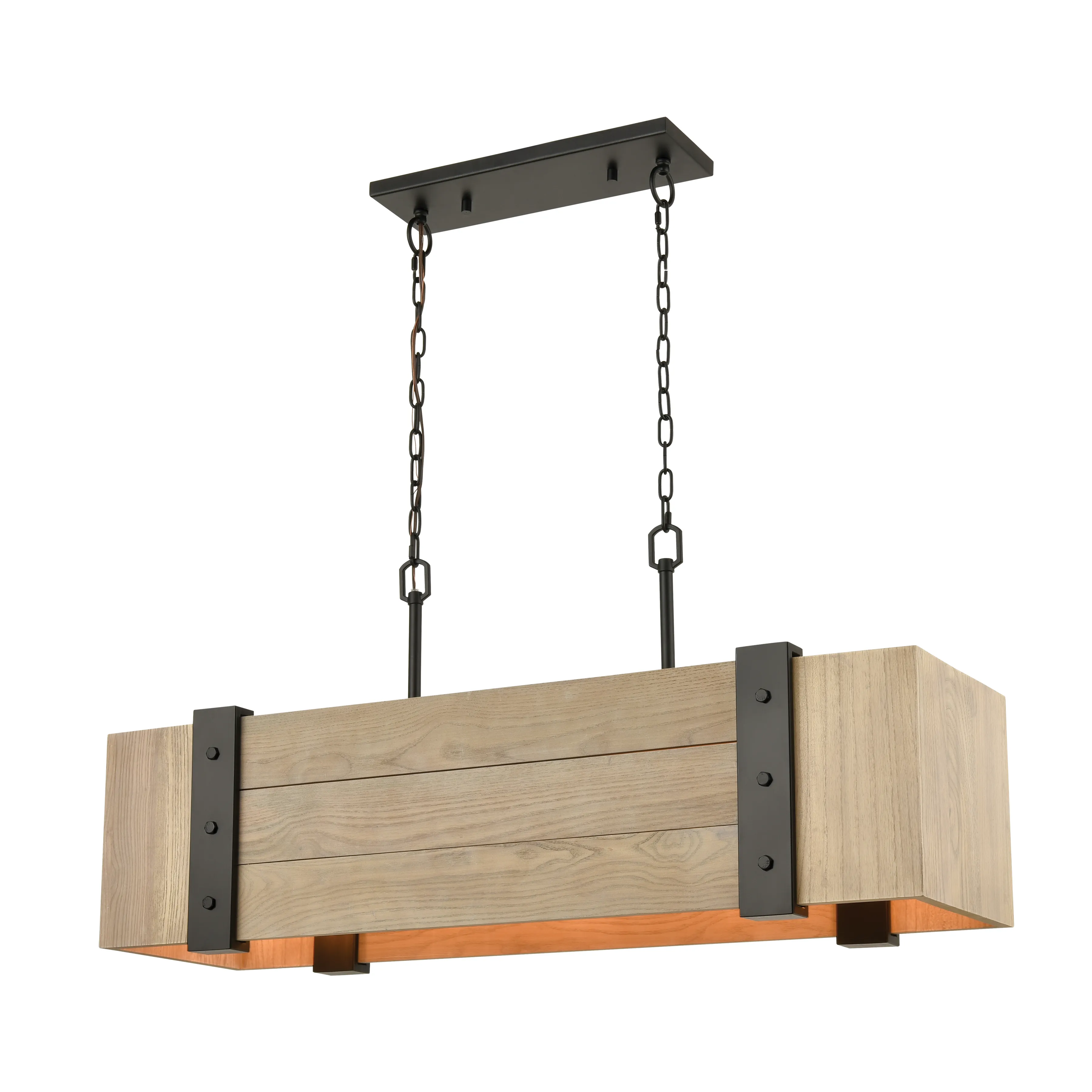 Wooden Crate 40" Wide 5-Light Linear Oil Rubbed Bronze Chandelier 