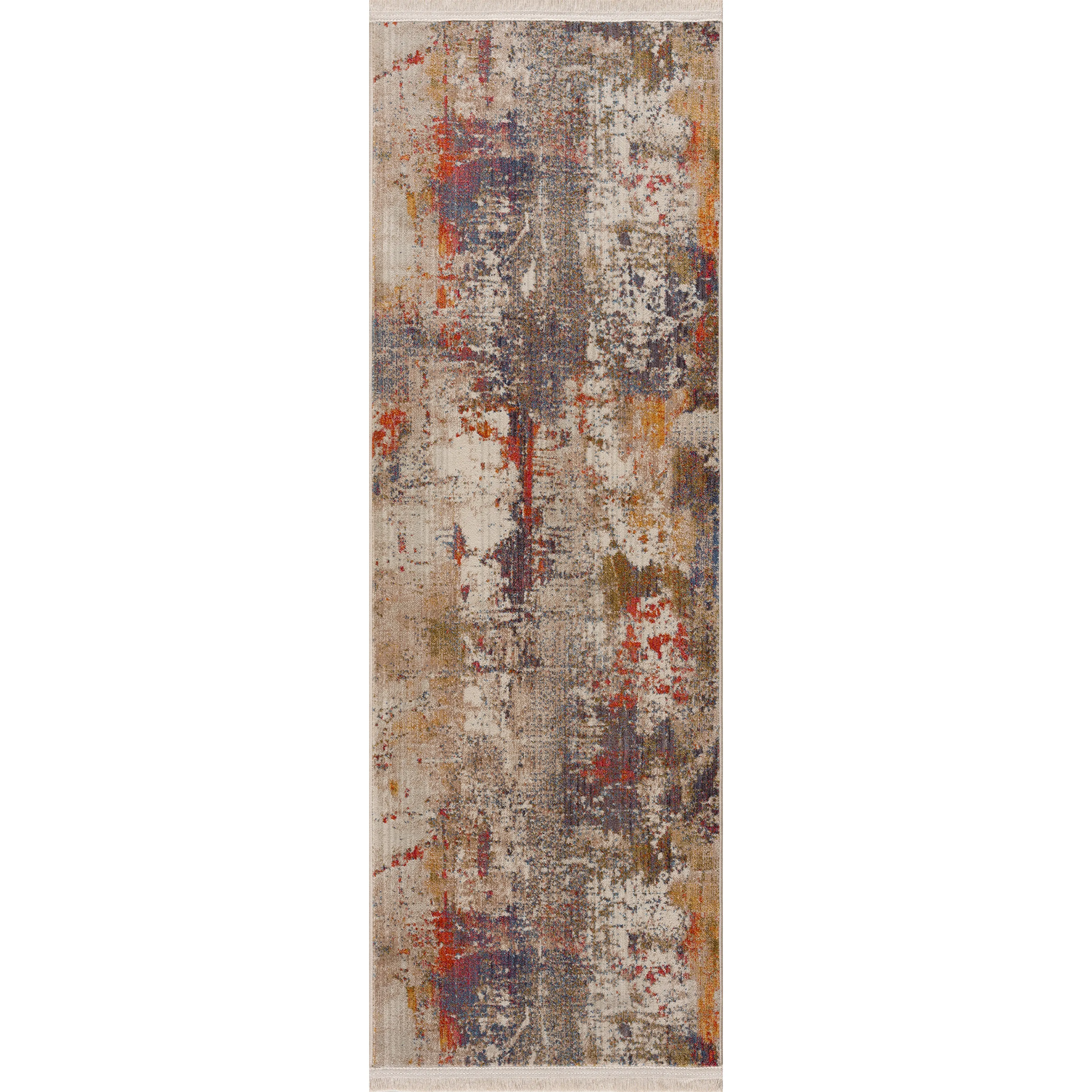 Hana Distressed Modern Abstract Area Rug 2' x 6'