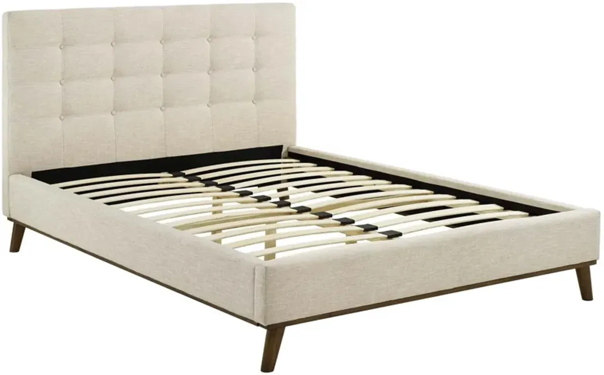 McKenzie Queen Biscuit Tufted Upholstered Fabric Platform Bed