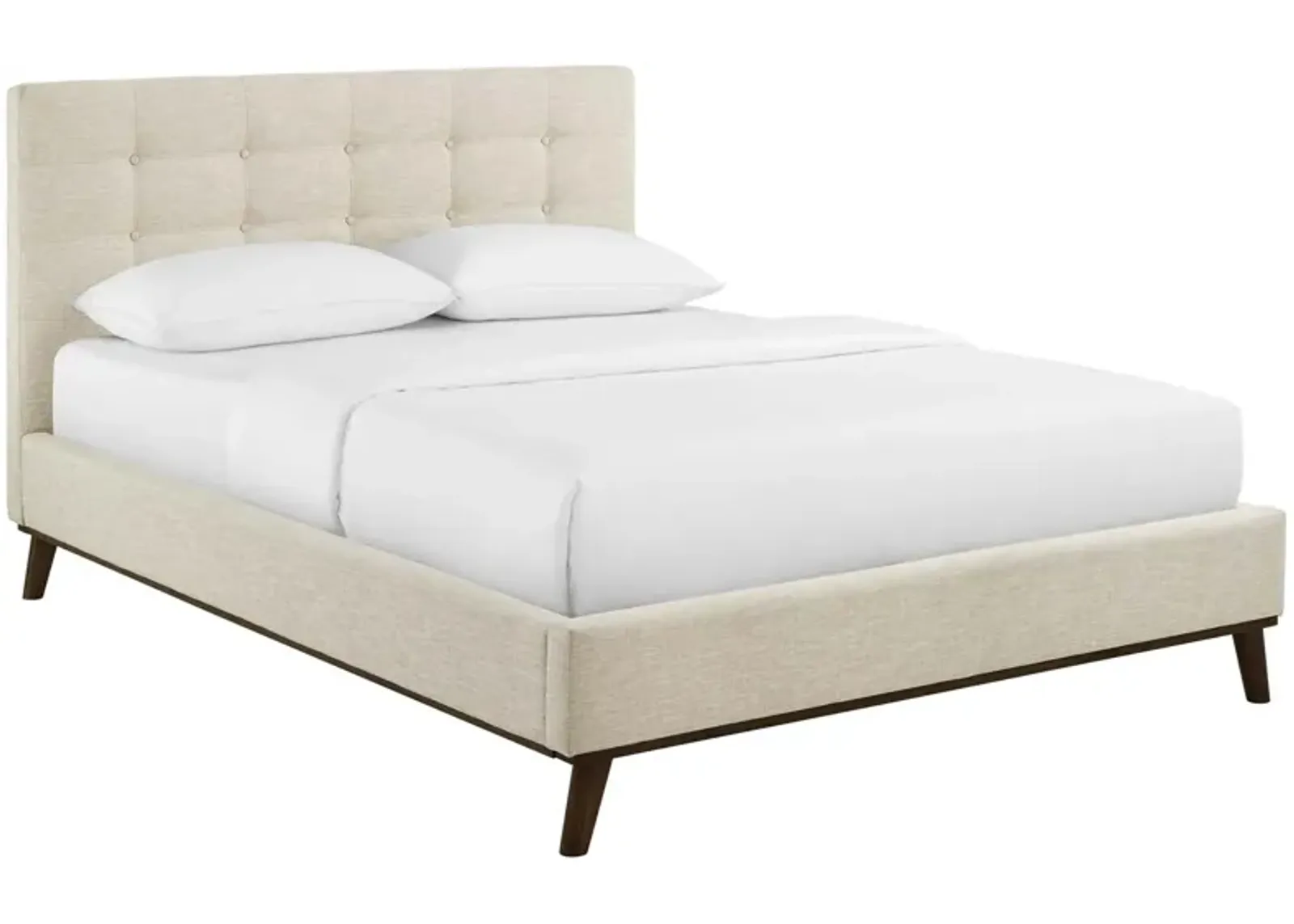 McKenzie Queen Biscuit Tufted Upholstered Fabric Platform Bed