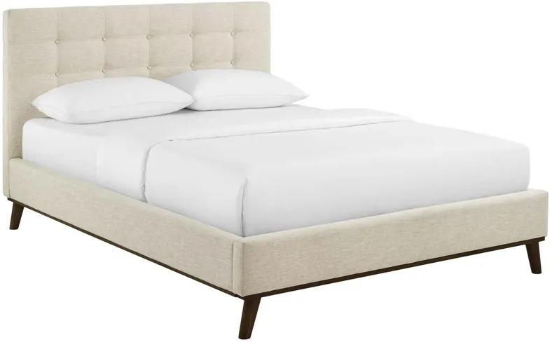 McKenzie Queen Biscuit Tufted Upholstered Fabric Platform Bed