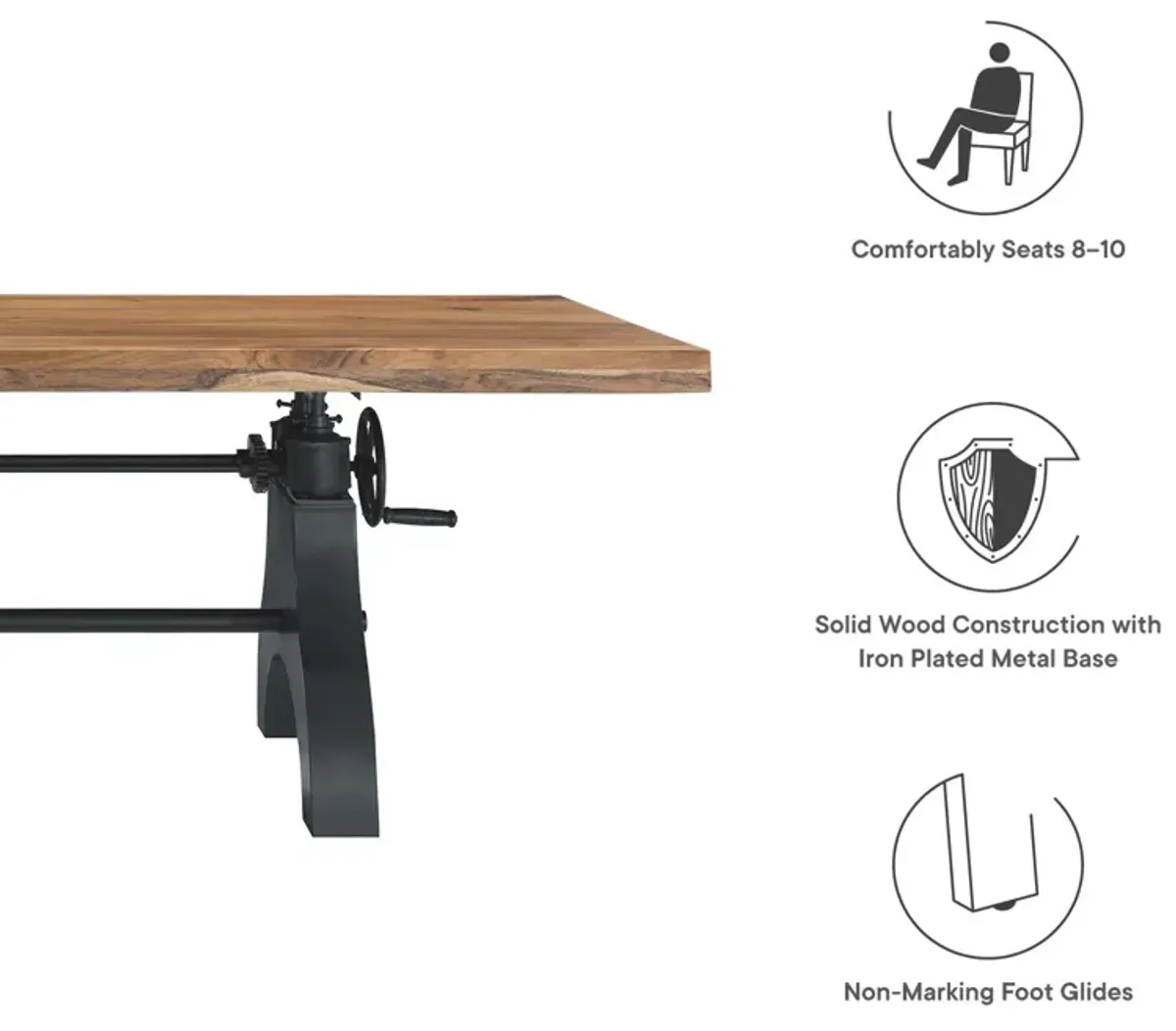 Genuine 96" Crank Adjustable Height Dining and Conference Table