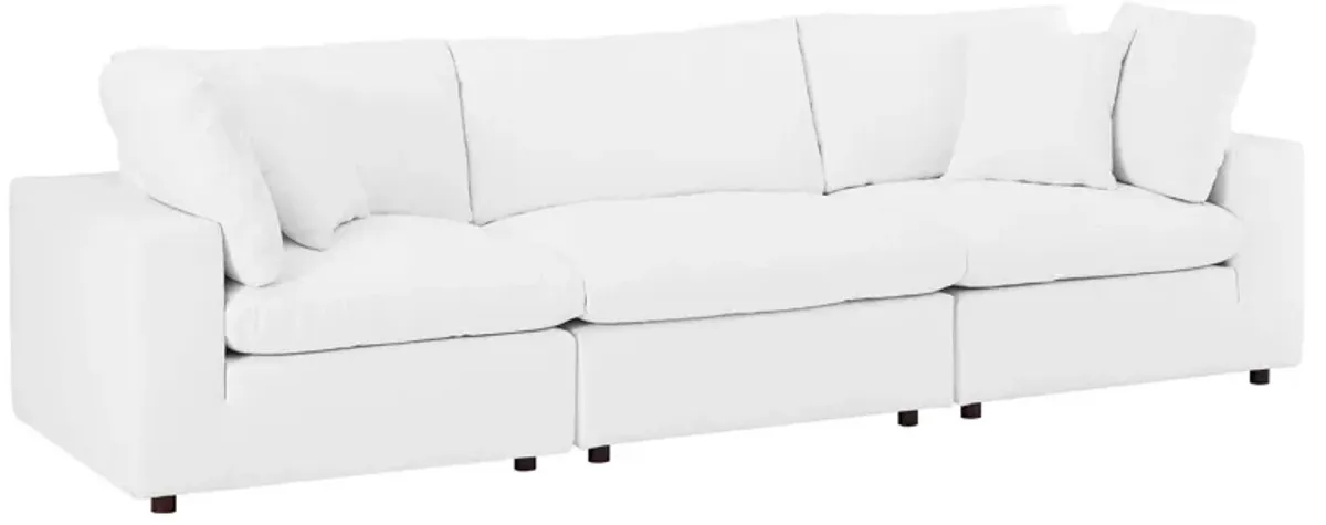 Commix Down Filled Overstuffed Vegan Leather 3-Seater Sofa